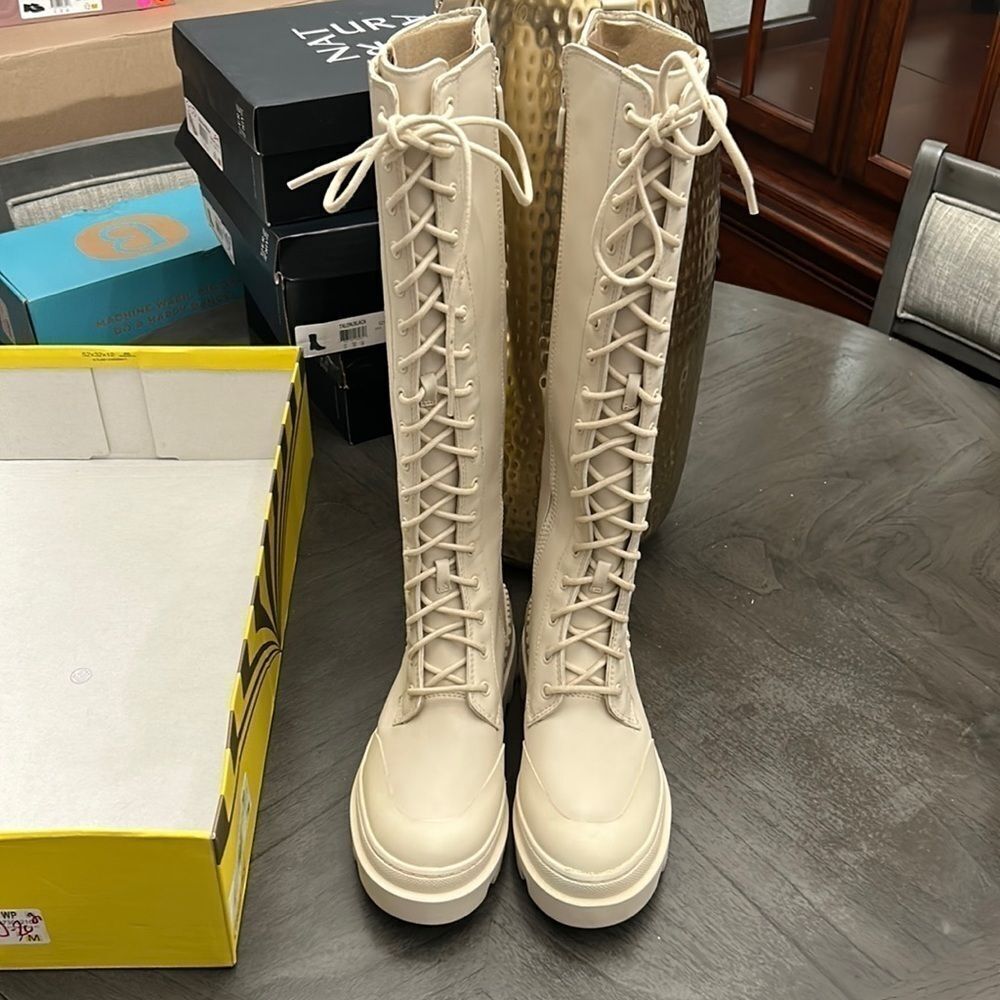 Circus by Sam Edelman Ina Lace-Up Boot in Ivory - Picture 3 of 10